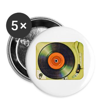 Plattenspieler - Buttons groß 56 mm (5er Pack) - Weiß - Vorne