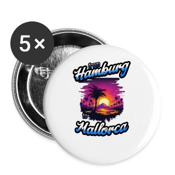 From Hamburg to Mallorca - Blue Text Edition - Buttons groß 56 mm (5er Pack) - Weiß - Vorne