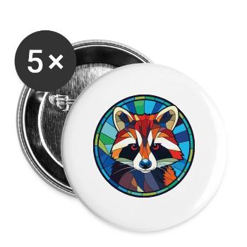 Waschbär bunte Aquarell Tier Illustration - Buttons groß 56 mm (5er Pack) - Weiß - Vorne