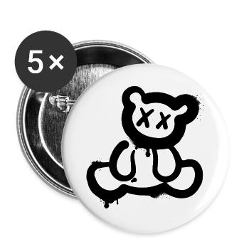 Grafitti Teddy Bear - Buttons large 2.2''/56 mm (5-pack) - white - Front