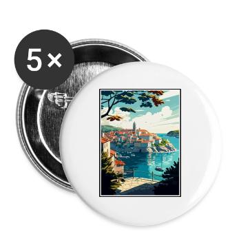 Dubrovnik Neretva Kroatien Vintage Reiseposter - Buttons groß 56 mm (5er Pack) - Weiß - Vorne