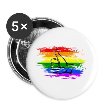 Regenbogen Flagge alles klar Symbol used - Buttons groß 56 mm (5er Pack) - Weiß - Vorne