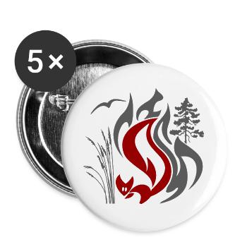Waldbrandgefahr Zeichen Eichhörnchen frei - Buttons groß 56 mm (5er Pack) - Weiß - Vorne