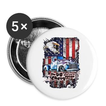 V8 Power Eagle USA - Buttons groß 56 mm (5er Pack) - Weiß - Vorne