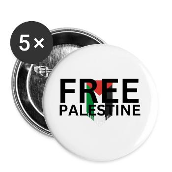 Free Palestine - Buttons groß 56 mm (5er Pack) - Weiß - Vorne