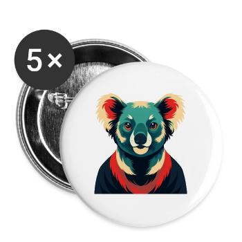 Koala Cartoon Figur Buntes Haustier Tier - Buttons groß 56 mm (5er Pack) - Weiß - Vorne