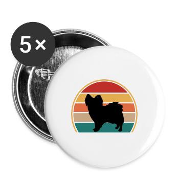 Papillon Hundeliebhaber Silhouette Vintage Sonnenuntergang - Buttons groß 56 mm (5er Pack) - Weiß - Vorne