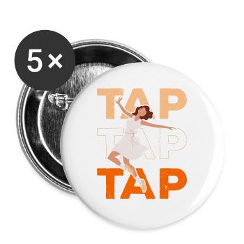 Stepptanz Stepptanz Jazz-Tänzer Stepptanz - Buttons groß 56 mm (5er Pack) - Weiß - Vorne
