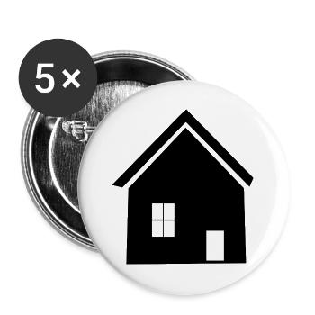 Haus schwarz Bauherr Richtfest Geschenk Einzug - Buttons groß 56 mm (5er Pack) - Weiß - Vorne