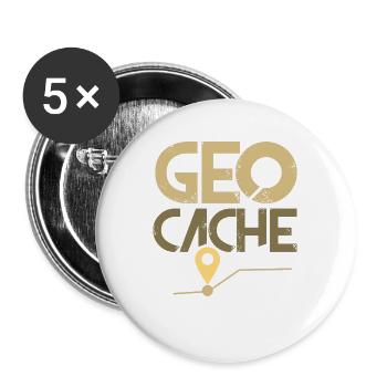 Geocache - Buttons groß 56 mm (5er Pack) - Weiß - Vorne