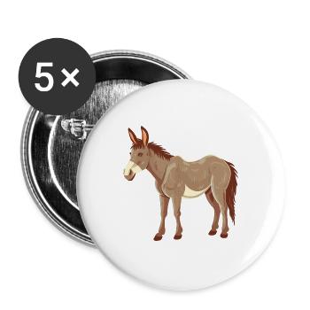 Esel buntes Aquarell Cartoon Kawaii Tier - Buttons groß 56 mm (5er Pack) - Weiß - Vorne