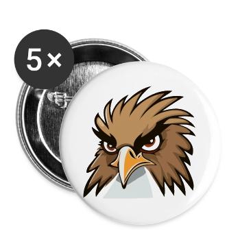 Lustige Adlerkopf Cartoon Illustration - Buttons groß 56 mm (5er Pack) - Weiß - Vorne