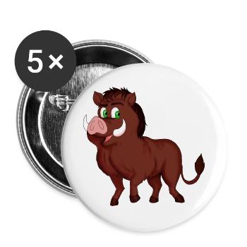 Freches Wildschwein - Buttons groß 56 mm (5er Pack) - Weiß - Vorne
