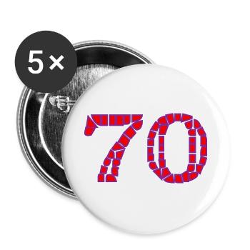 70. 70 ANS. 70e ANNIVERSAIRE. ANNIVERSAIRE 70 ANS. - Lot de 5 grands badges (56 mm) - blanc - Devant