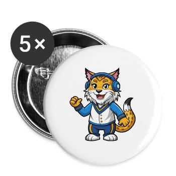 Luchs Lustige Zeichentrickfigur Kopfhörermusik - Buttons groß 56 mm (5er Pack) - Weiß - Vorne