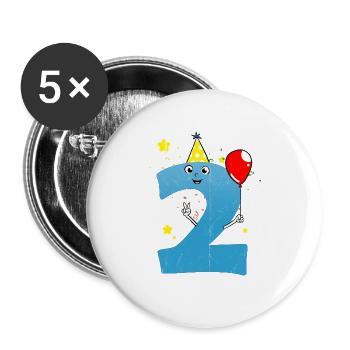 2 Birthday Boys Vintage - Buttons groß 56 mm (5er Pack) - Weiß - Vorne