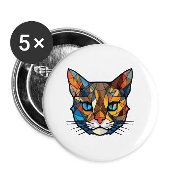 Havanna-braune Katze bunte Aquarell-Illustration - Buttons groß 56 mm (5er Pack) - Weiß - Vorne