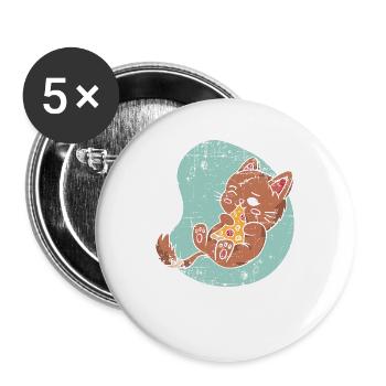 Pizza Katze Pizza Liebhaber Italienisches Essen Ki - Buttons groß 56 mm (5er Pack) - Weiß - Vorne