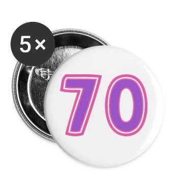 70. 70 ANS. 70e ANNIVERSAIRE. ANNIVERSAIRE 70 ANS. - Lot de 5 grands badges (56 mm) - blanc - Devant