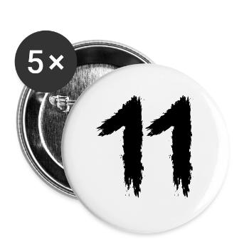 Zahl 11 Lieblingszahl Bürste - Buttons groß 56 mm (5er Pack) - Weiß - Vorne