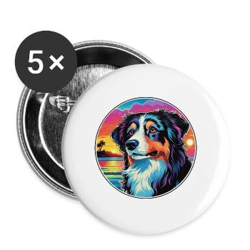 Karpaten-Schäferhund-Rasse Bunte Karikatur Wat - Buttons groß 56 mm (5er Pack) - Weiß - Vorne