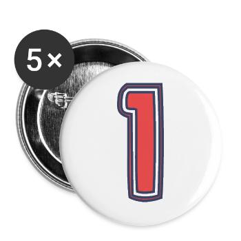 1. 1 JAHR. 1. JAHRESTAG. 1 JAHR GEBURTSTAG - Buttons groß 56 mm (5er Pack) - Weiß - Vorne