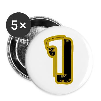 1. 1 JAHR. 1. JAHRESTAG. 1 JAHR GEBURTSTAG - Buttons groß 56 mm (5er Pack) - Weiß - Vorne