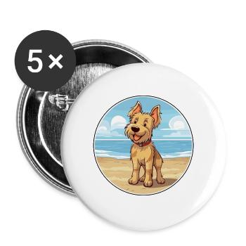 Berger Picard Hund Rasse Cartoon Kawaii Clipart Hund - Buttons groß 56 mm (5er Pack) - Weiß - Vorne