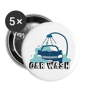 Stylish Car Wash Blue - Buttons groß 56 mm (5er Pack) - Weiß - Vorne