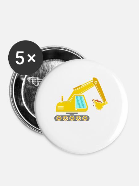 Bagger - Buttons groß 56 mm (5er Pack) - Weiß