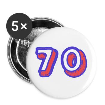 70. 70 ANS. 70e ANNIVERSAIRE. ANNIVERSAIRE 70 ANS. - Lot de 5 grands badges (56 mm) - blanc - Devant
