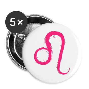 Löwe Leo Sternzeichen Design Symbol Rosa Pink - Buttons groß 56 mm (5er Pack) - Weiß - Vorne