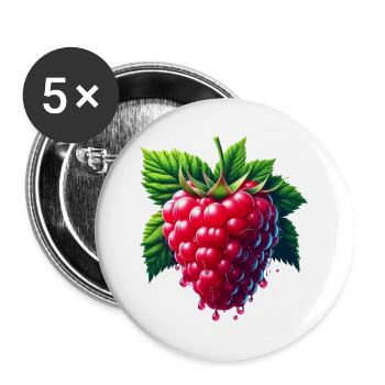 Runny leafy raspberry - Buttons large 2.2''/56 mm (5-pack) - white - Front
