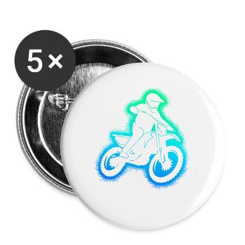Dirt Bike Motorrad Dirtbike Jungen Motocross - Buttons groß 56 mm (5er Pack) - Weiß - Vorne