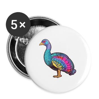 Perlhuhn Bunte Aquarell-Karikatur Kawaii Ani - Buttons groß 56 mm (5er Pack) - Weiß - Vorne