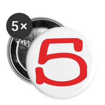 5. 5 JAHRE. 5-JÄHRIGES JUBILÄUM. 5-JÄHRIGES JUBILÄUM. 5. - Buttons groß 56 mm (5er Pack) - Weiß - Vorne