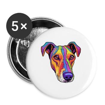 Glatter Foxterrier Hunderasse Cartoon Kawaii Illust - Buttons groß 56 mm (5er Pack) - Weiß - Vorne