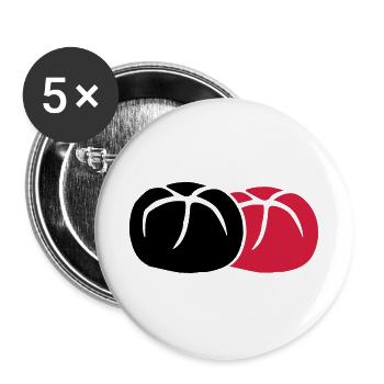 2 Broetchen 3farbig - Buttons groß 56 mm (5er Pack) - Weiß - Vorne