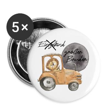 Großer Bruder statt Einzelkind - Buttons groß 56 mm (5er Pack) - Weiß - Vorne