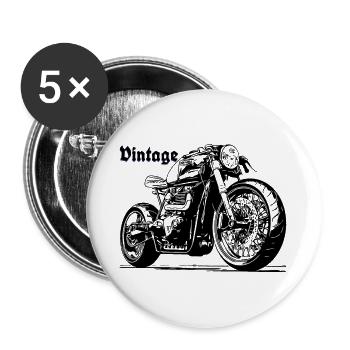 Motorrad Linienstil Cruiser - Buttons groß 56 mm (5er Pack) - Weiß - Vorne
