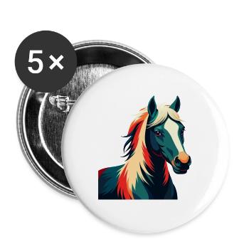 Pony Cartoon Figur Buntes Haustier Tier - Buttons groß 56 mm (5er Pack) - Weiß - Vorne