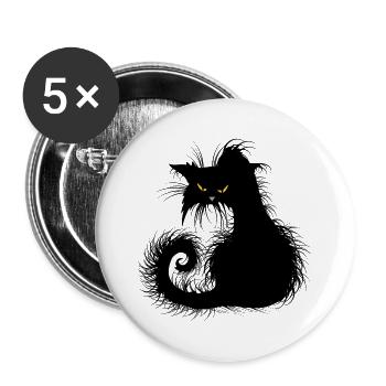 Katze Strassenkatzen Kater schwarz böse krank - Buttons groß 56 mm (5er Pack) - Weiß - Vorne