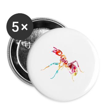 Fleißige Ameise Insektenkolonie - Buttons groß 56 mm (5er Pack) - Weiß - Vorne