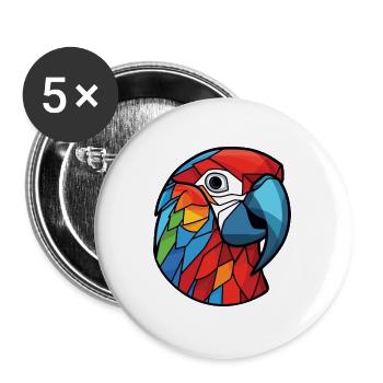 Papagei Ara Buntes Aquarell Tier Cartoon - Buttons groß 56 mm (5er Pack) - Weiß - Vorne
