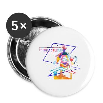 Flinker Schornsteinfeger Glücksbringer - Buttons groß 56 mm (5er Pack) - Weiß - Vorne