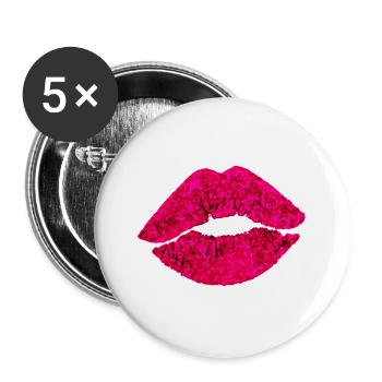 Gesichtsmaske Lippen Kussmund - Buttons groß 56 mm (5er Pack) - Weiß - Vorne