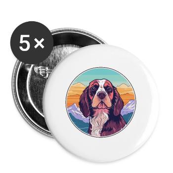Norfolk Spaniel Hunderasse Cartoon Kawaii Watercolo - Buttons groß 56 mm (5er Pack) - Weiß - Vorne