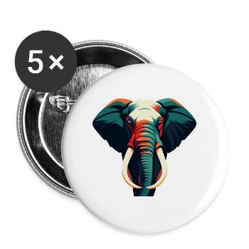 Elephant Cartoon Character Colorful Pet Animal - Buttons large 2.2''/56 mm (5-pack) - white - Front