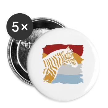 Streifiges Zebra Steppenbewohner - Buttons groß 56 mm (5er Pack) - Weiß - Vorne