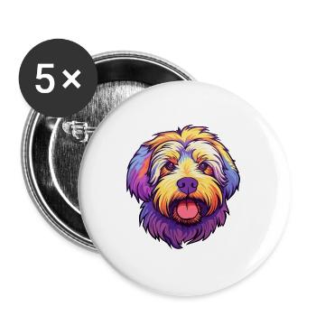 Katalanischer Schäferhund Hunderasse Cartoon Kawaii Illustra - Buttons groß 56 mm (5er Pack) - Weiß - Vorne